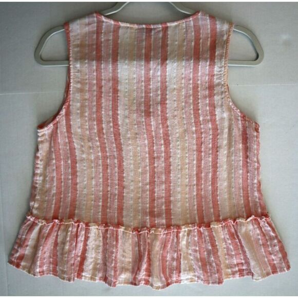 RAILS Women's Sz XS Mira Apricot Stripe Linen Blend Sleeveless Peplum Top - Picture 7 of 7